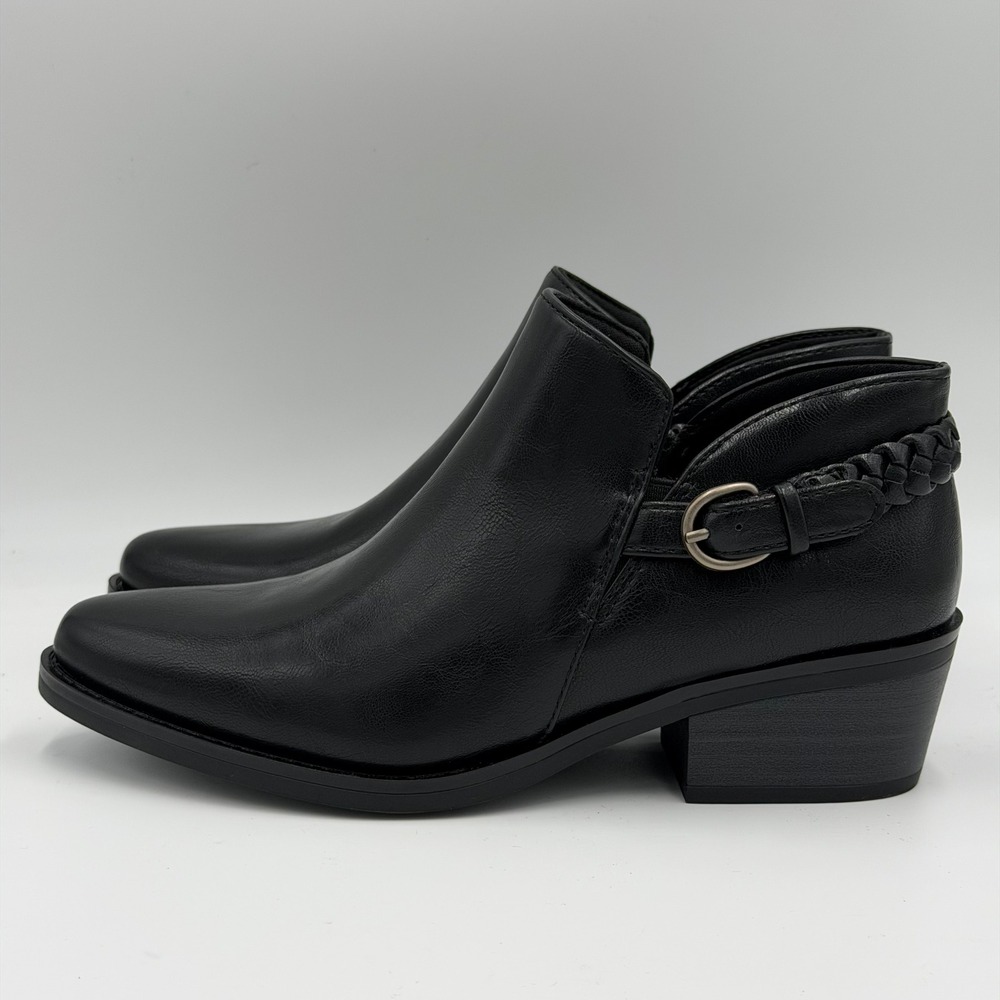 NWD Baretraps Palmer Black Ankle Booties Womens Size 6 Braided Buckle BT31008